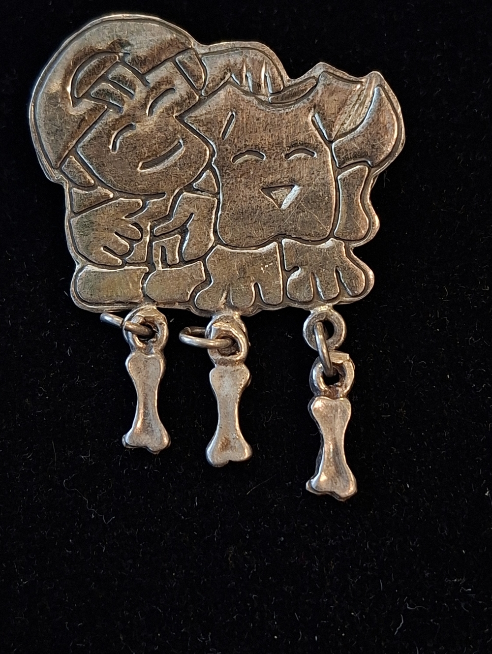 Vintage Sterling Silver Boy With Dog Brooch/Pendant